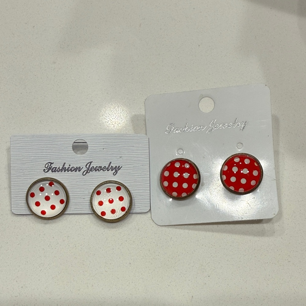 Fashion Jewelry Red Polka Dot Earrings